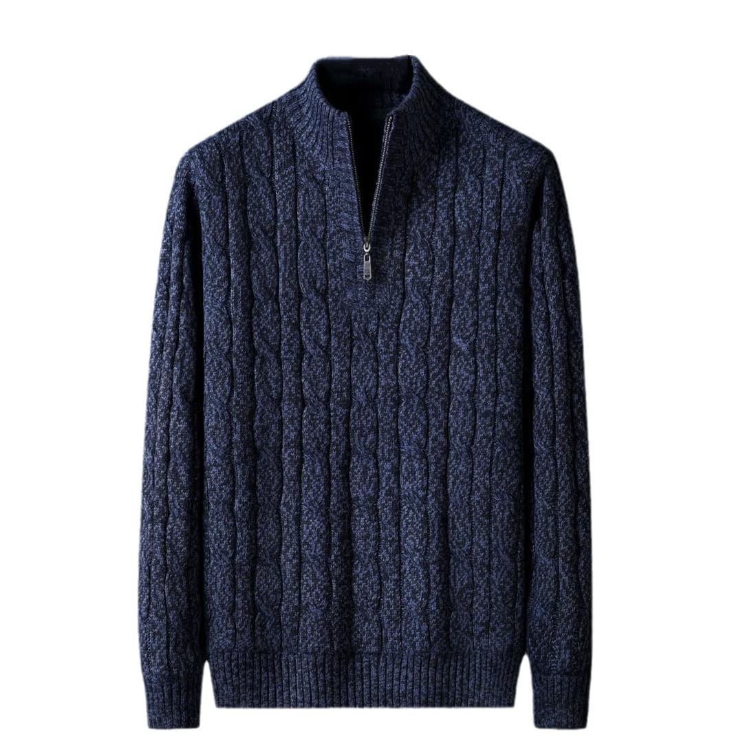 Vogrtcc Suéter de cuello alto con cremallera media suéter de punto jersey vintage, 8315 Navy Blue, XXXL