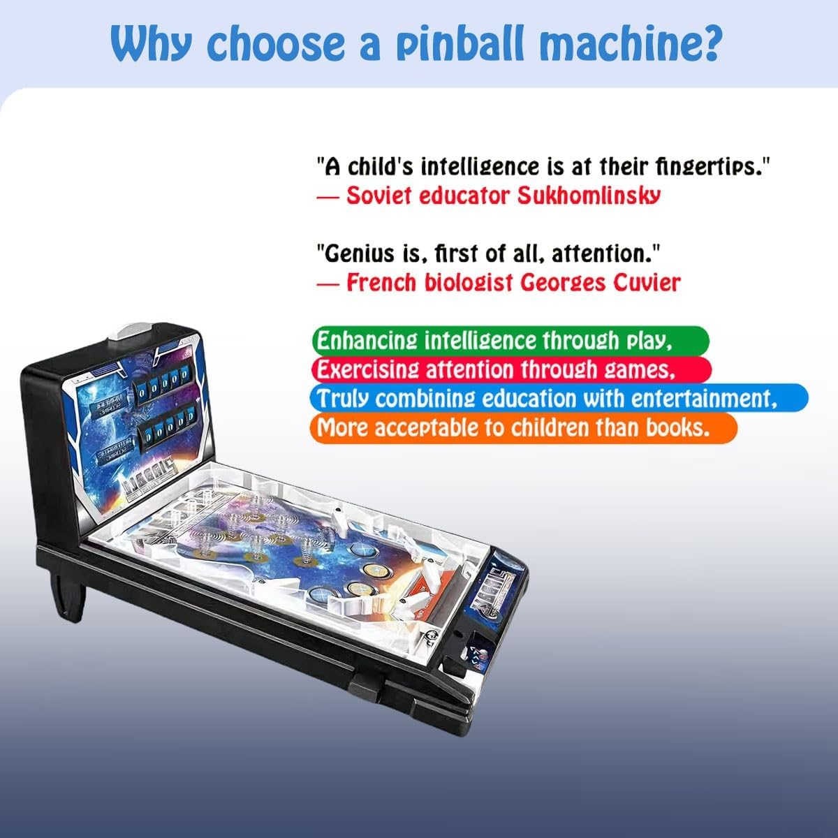 Mini Pinball Machine Game - Electronic Tabletop Pinball Toy with Lights and Digital Scoreboard, Fun Retro Arcade Machine for Kids and Adults, Party Gift