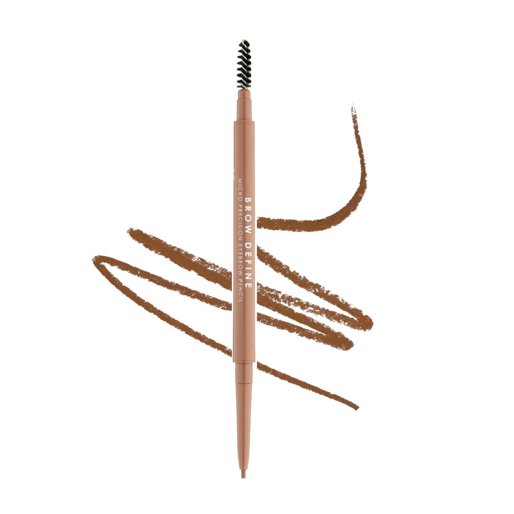 MUA Makeup Academy Brow Define, Light Brown Micro Eyebrow Pencil with Spoolie Brush, For Light Brunettes or Dark Blondes (Pack of 1) - Vegan & Cruelty Free