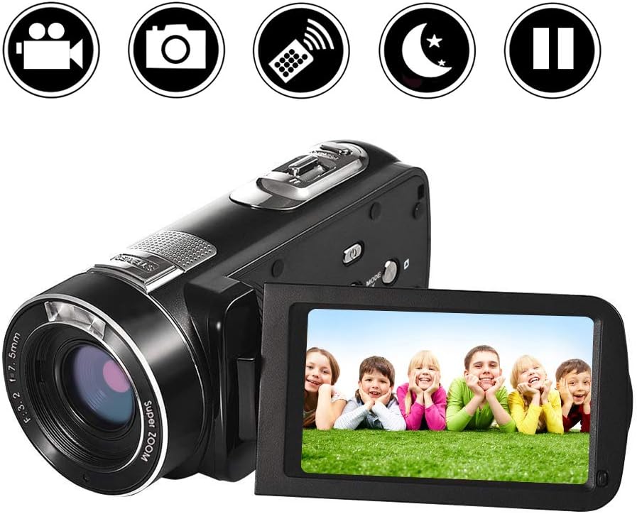 SEREE Video Camera Camcorder Full HD 1080p Digital Camera 24.0MP 18x Digital Zoom 3.0โ LCD 270ยฐ Rotation Screen with Remote Control