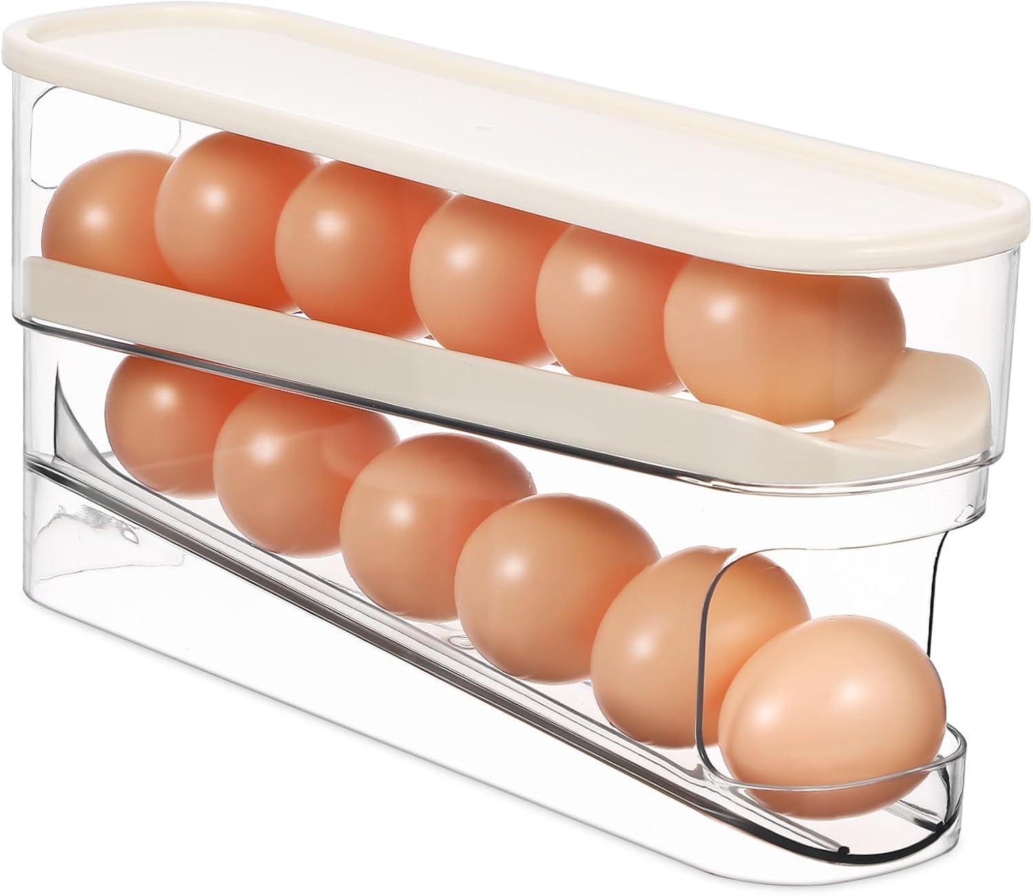 Egg Organizer for Refrigerator Rolling Egg Storage Fridge Organizer Lid Refrigerator Door Bin Roller Case