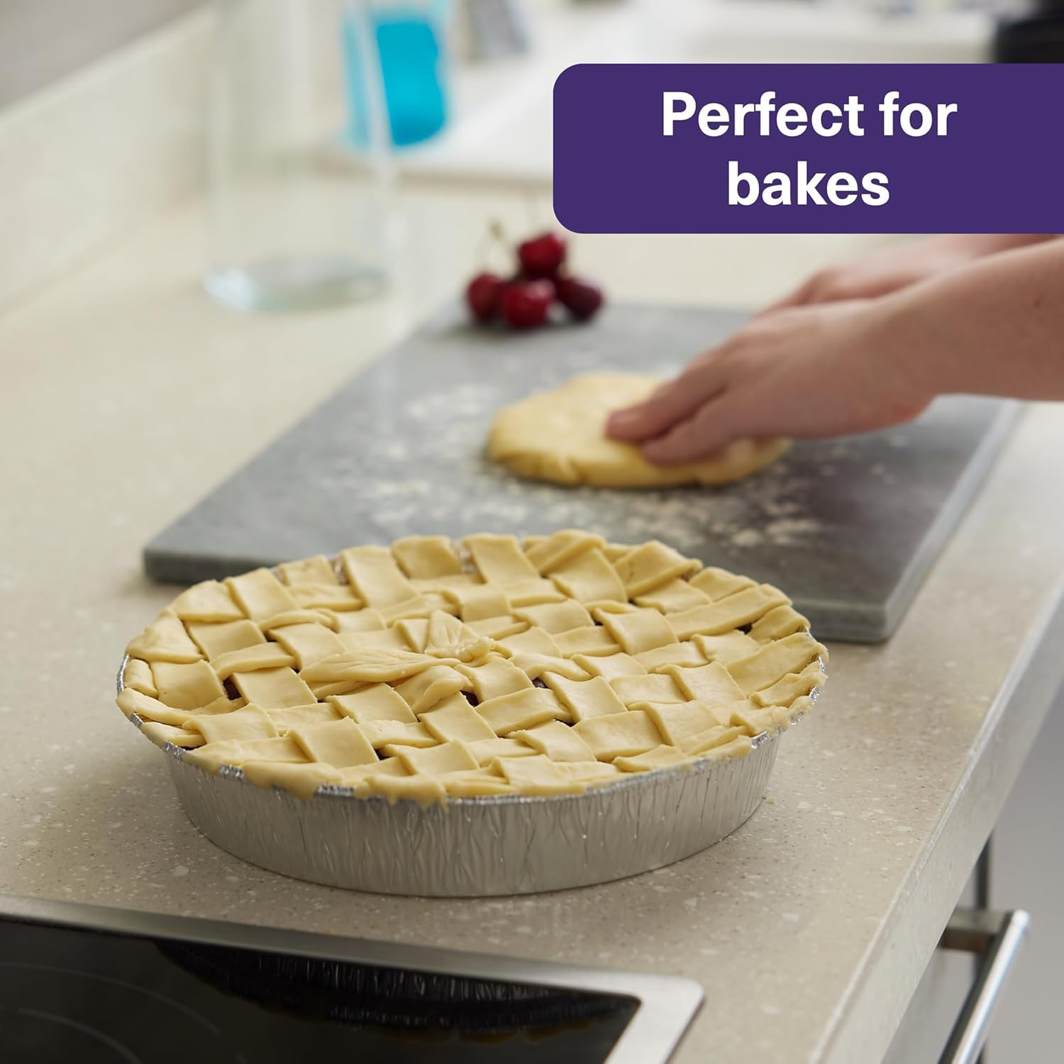 MATANA - 120 Runde Backbleche aus Aluminiumfolie, Alu Backformen Einweg, Aluschalen Rund, Aluformen für Linzertorte - (23cm/1060ml)