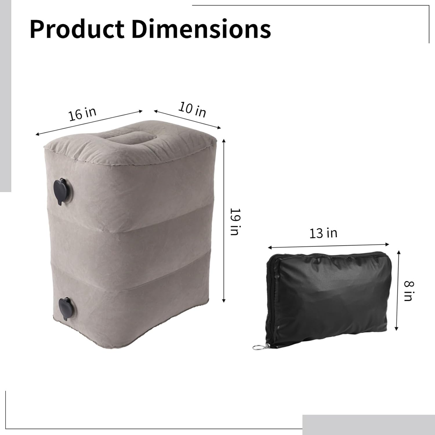 Inflatable Foot Rest Pillow for Air Travel, Adjustable Height Portable Leg Pillow Bed for Kids and Toddlers, Travel Foorest Pillow for Airplanes, Cars, Trains, Office (Grey) - Image 4