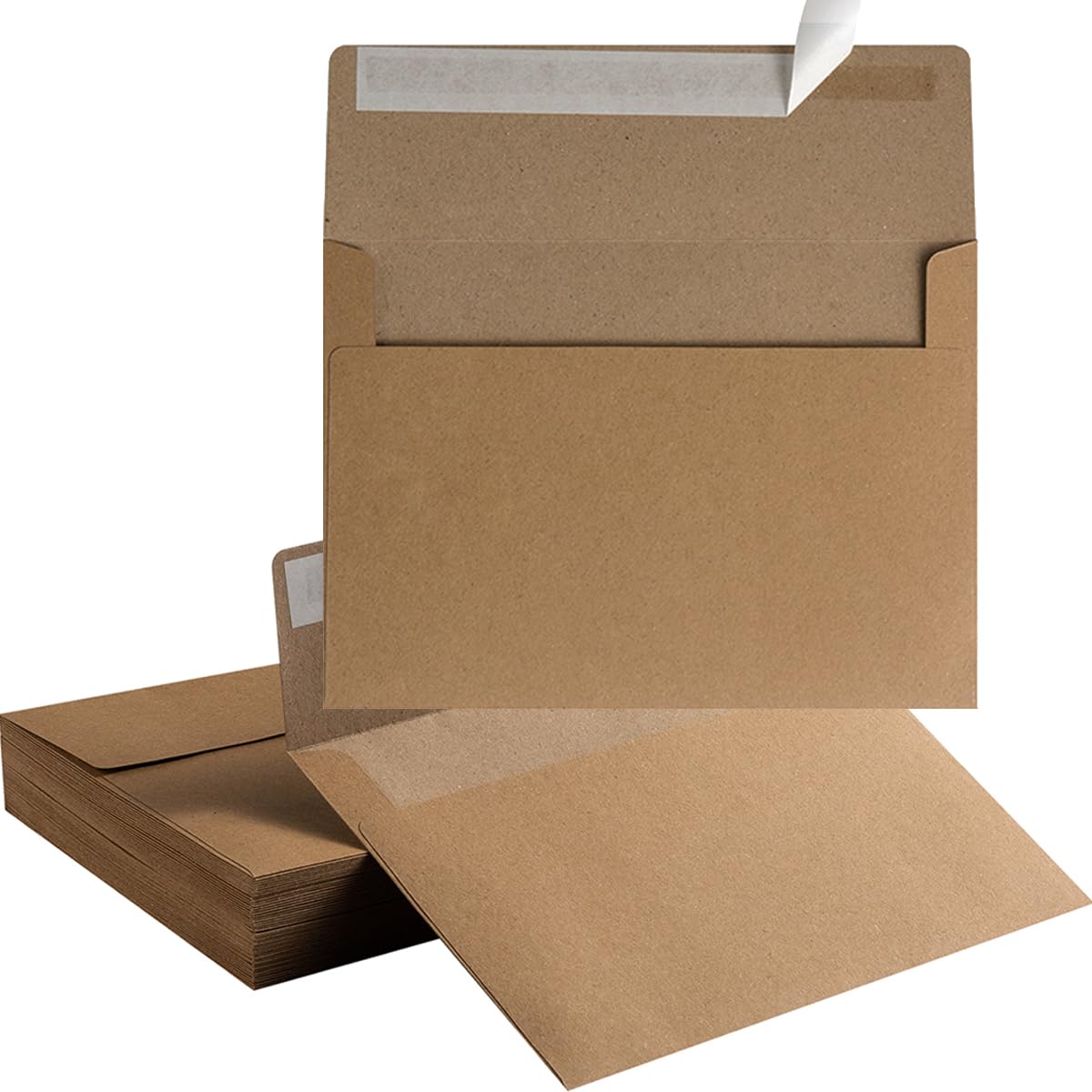 50 Pack 5 x 7 Envelopes Brown Self Seal for Wedding, Party Invitations, Greeting Cards, Announcements, Photos, 5.24 x 7.21 Inches (Brown) — image 1