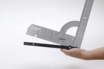 wolfcraft Universal angle 5206000 | angle meter, 500 mm edge length, 90° stop angle and removable angle rail for precise marking and drawing