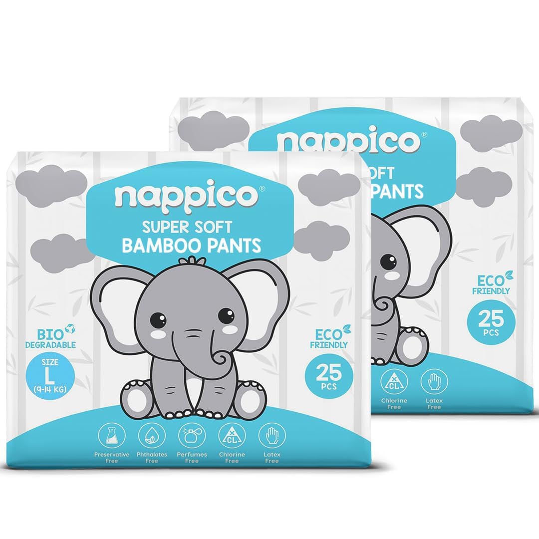 Ultra Soft Organic Bamboo Diapers | For 12 kg and Above | Super Dry | Quick Absorption | With Wetness Indicator | Leak-Proof | Rash-Free | Unisex (White, L, 5 Count | Pack of 2)-picture-12