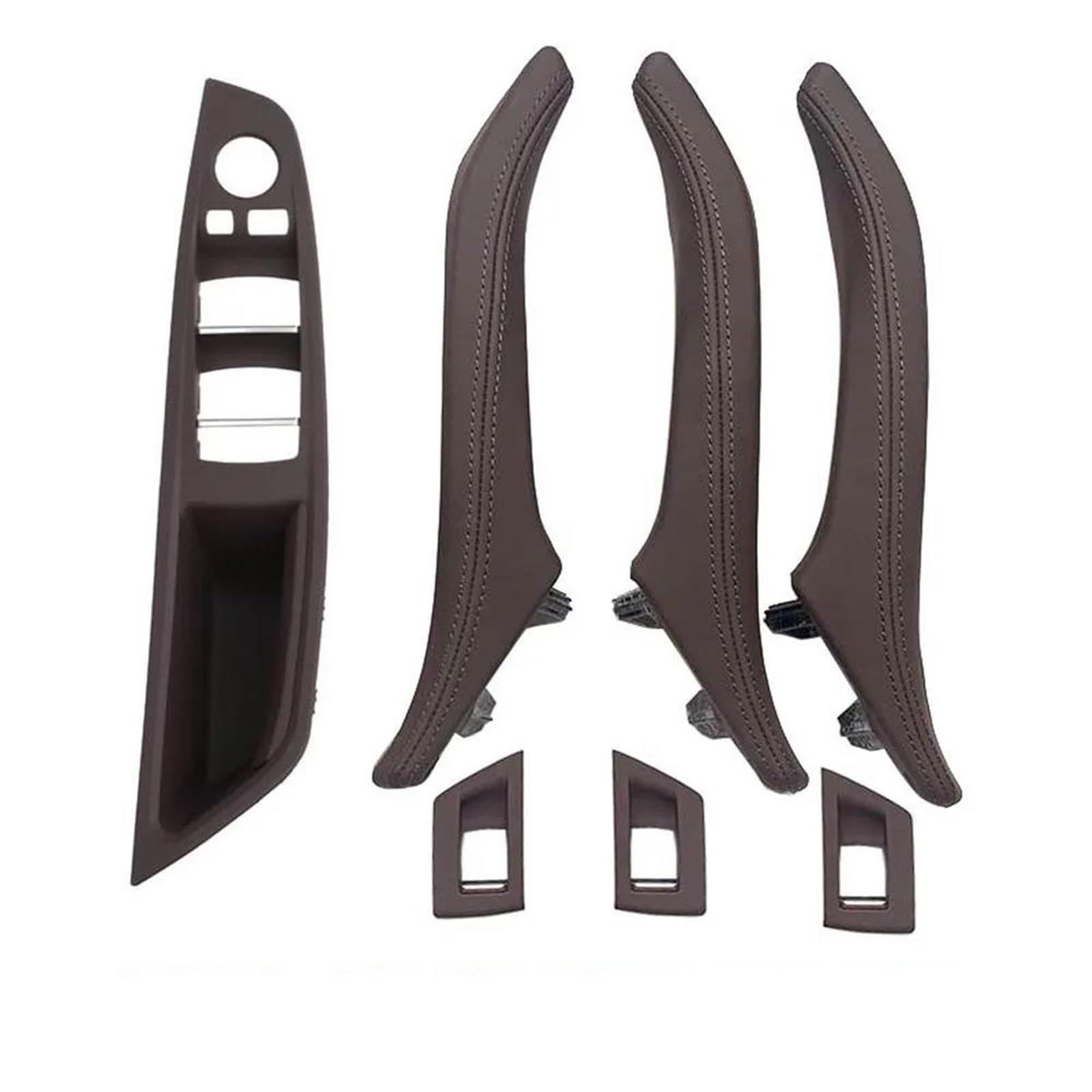 NMJLQW LHD Leather Interior Door Pull Handle Assembly Set for BMW 5 Series F10 F11 F18 520 523 525 528 530 535 Interior Decoration(LHD Moka12)