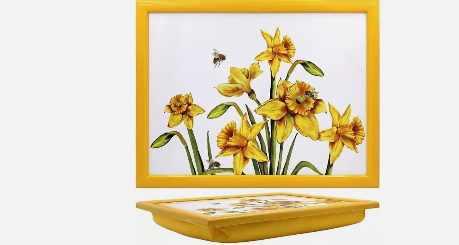 Tamersgifts Cushioned Laptrays Lap Tray TV Dinner Bean Bag Padded Cushion Gift (Yellow Daffodil Laptray) — image 1