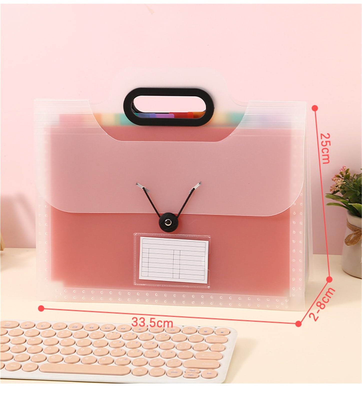 Carpeta Expandible De 1 Pieza Con Asa Para Escritorio | Carpeta de acordeón portátil en blanco y negro tamaño A4, pantalones con 13 bolsillos con solapa(White)
