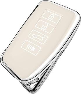 Tukellen for Lexus Key Fob Cover, Premium Soft TPU Full Protection Key Fob Case Lexus RX is ES GS LS NX RS GX LX RC LC Smart Keyless Fob Remote Key (Whitte)