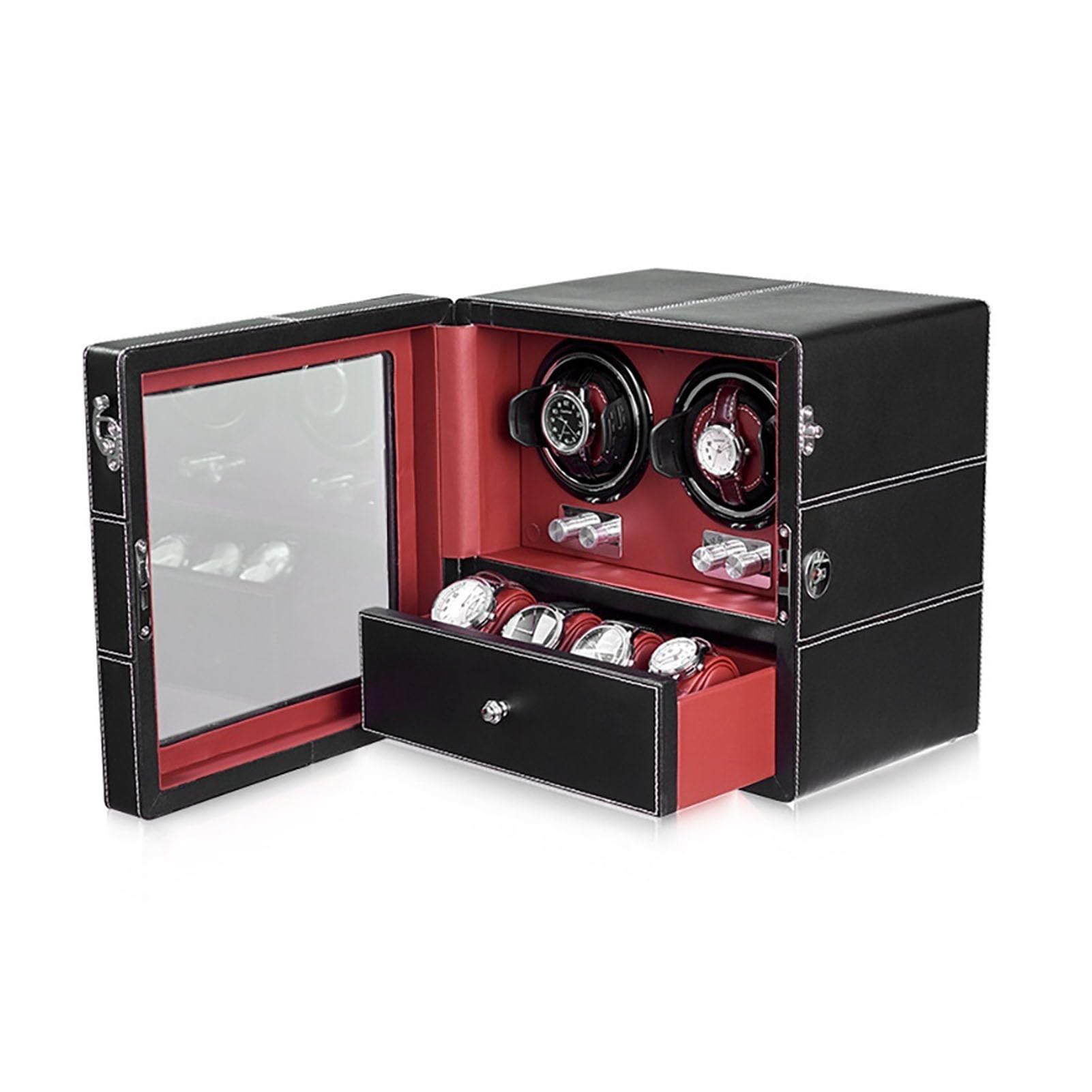 MYUYEE Automatic Watch Winder Watches Storage Case With Leather Exterior Soft Flexible Watch Pillows And Quiet Japanese Motor For Men'S And Women'S Watches (6+6)