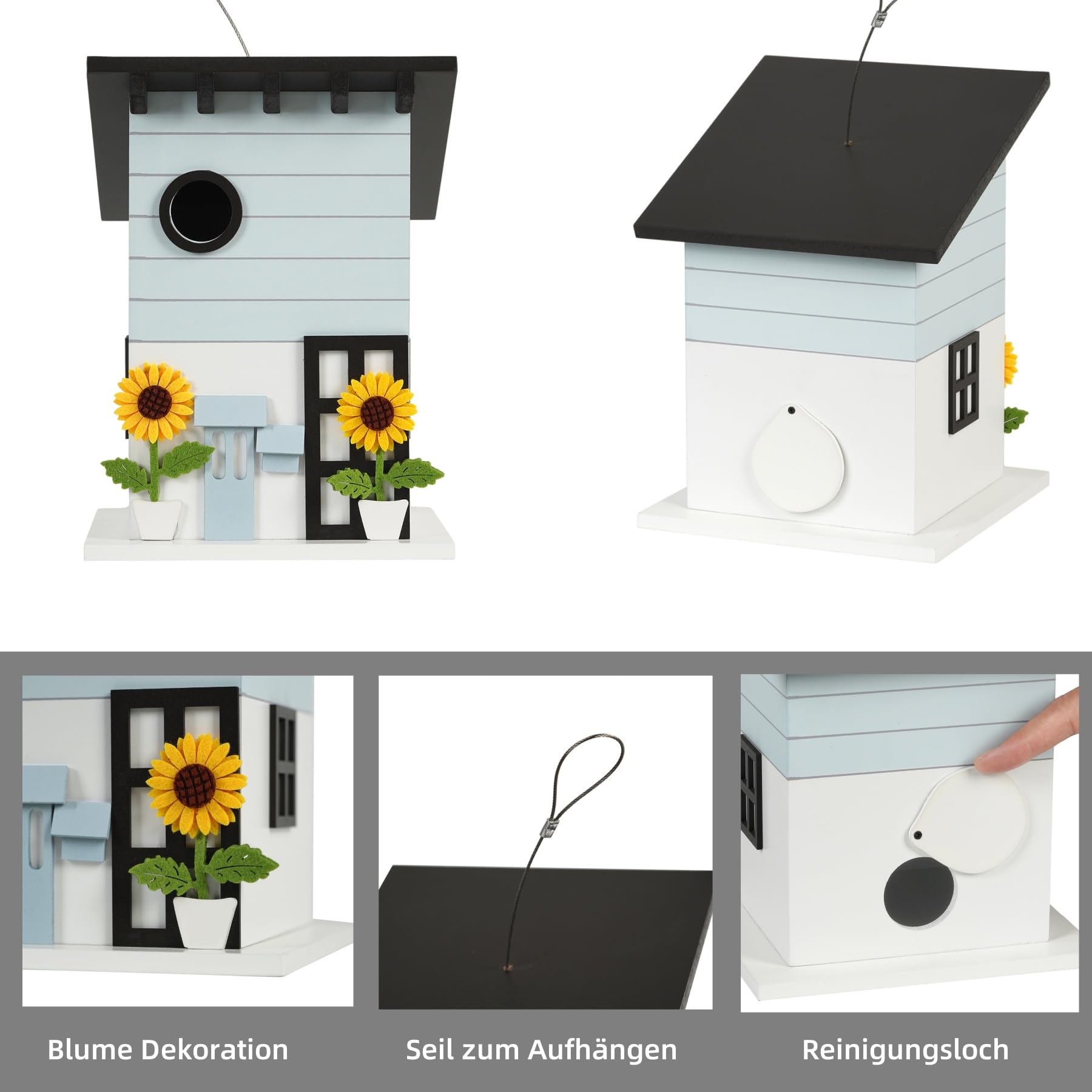 Nistkasten für Vögel für draußen wetterfest, Vogelhaus zum Aufhängen - dekoratives Vogelhäuschen für Garten, Balkon & Terrasse mit 33mm Einflugloch