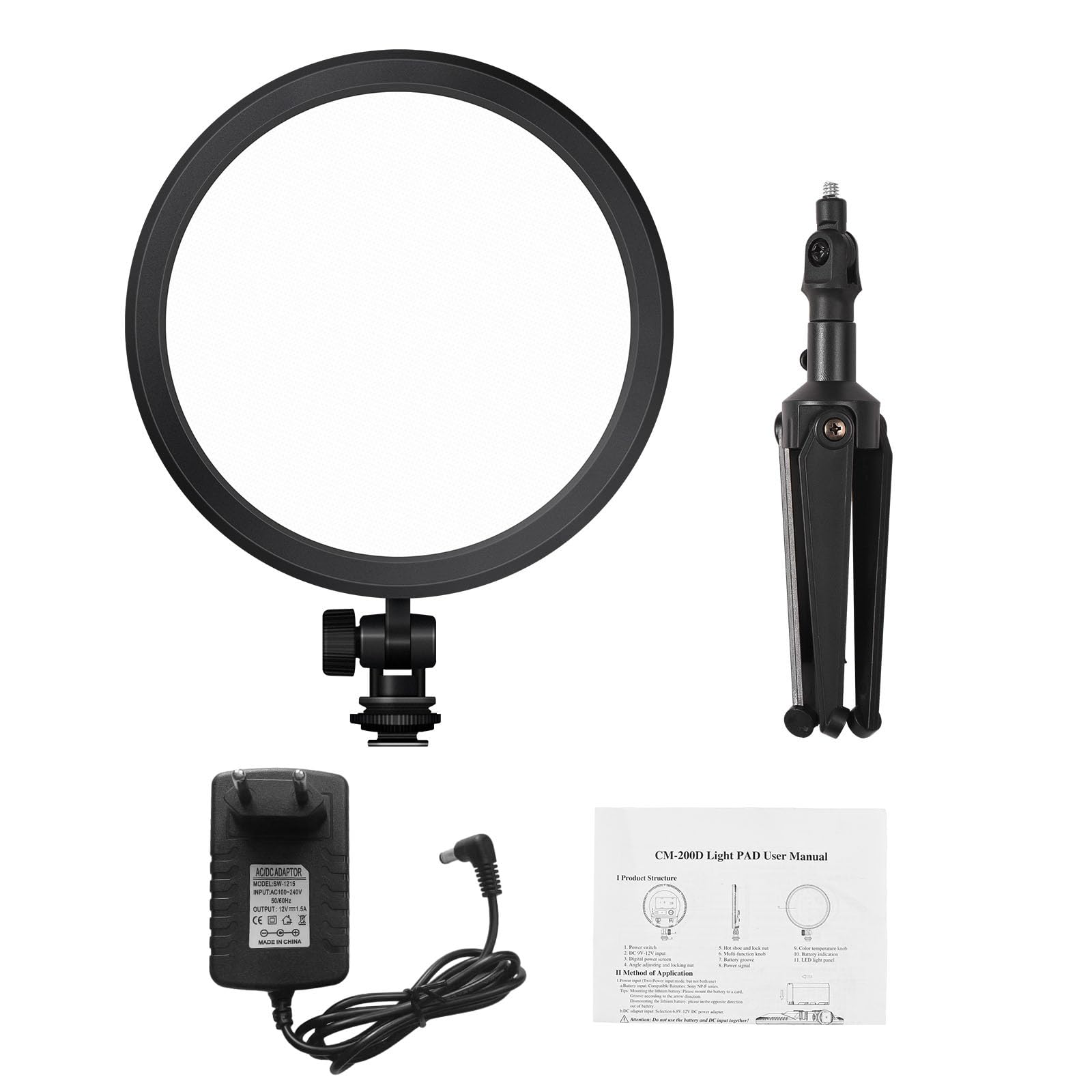 Andoer Key Light, illuminazione da scrivania 3200 K – 5600 K dimmerabile luce video luce LED con supporto per scarpe fredde da 1/4" e foro filettato da 1/4" per broadcasting YouTube videoconferenze