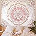 FLY SPRAY Mandala Tapestry Aesthetic,Boho Tapestries Wall Hanging,Dark Rose Floral Medallion Tapestrys,Bohemian Wall Art Hippie Decor for Bedroom Living Room Ceiling