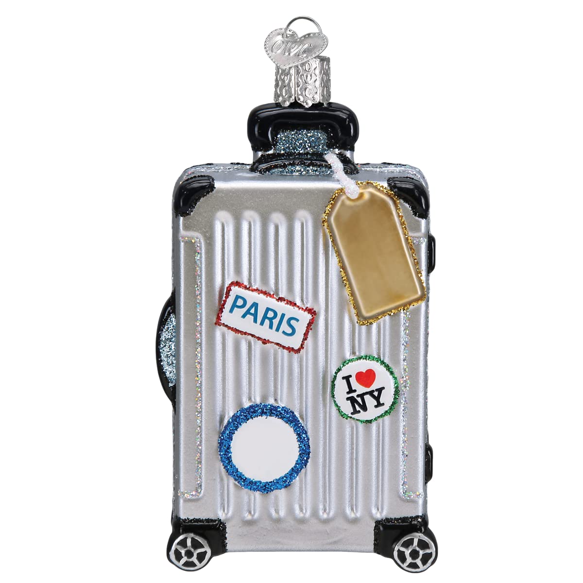 Old World Christmas Multicolored Rolling Suitcase Glass Blown Ornament For Christmas Tree