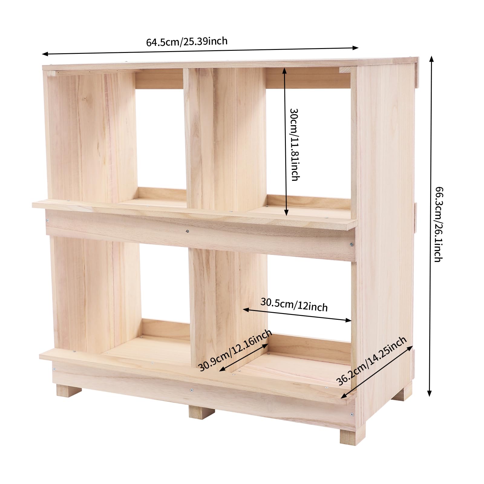 Jaula nido para gallinas, 4 compartimentos, madera, 64,5 x 36 x 66 cm, nido para pollos, codornices, patos, palomas