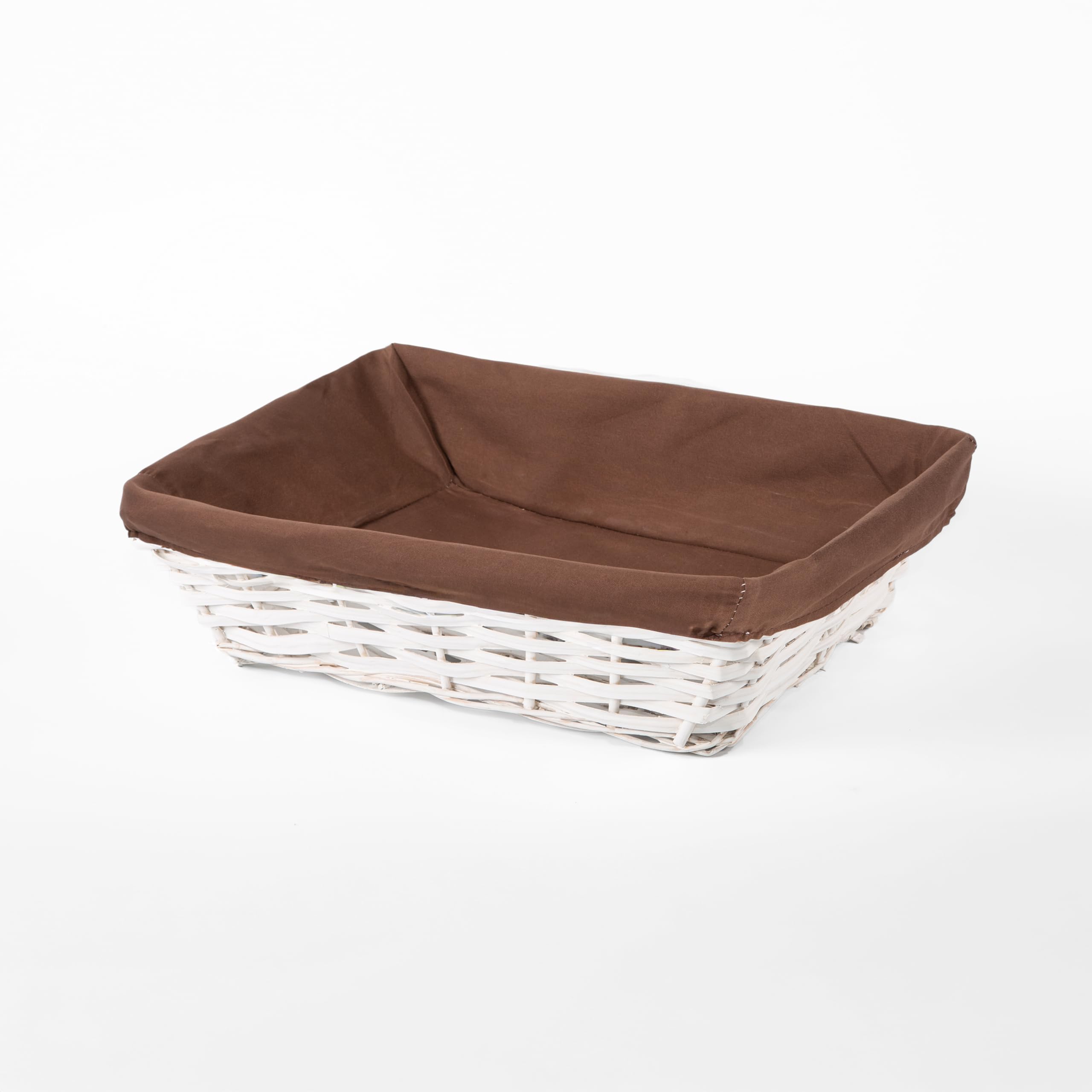 Wickerfield Brown Liner, White Basket 5Pcs White Wicker Hampers With Liner Retail Display Tray Gift Basket Kitchen Storage Basket (Brown Liner, White Basket)