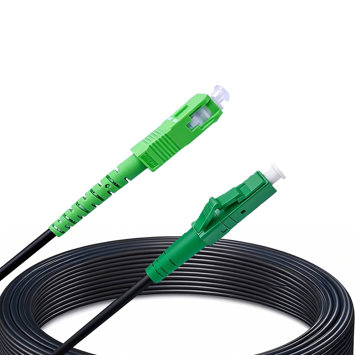 Câble de fibre optique monomode SC/APC vers LC/APC 150 m 3,0 mm G657B3 OS2 Simplex, LSZH, noir, faible amortissement, câble de raccordement FTTH pour routeur et ONT, 150 mètres
