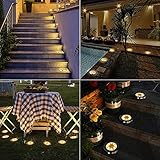 Joomer 12 Stück Solar Bodenleuchten Aussen, Solarleuchten für Garten Außen mit 8 LEDs, 3000K Warmweiß Wasserdicht Led Solar Gartenleuchten, Solarlampen für Außen Rasen Auffahrt Gehweg Patio