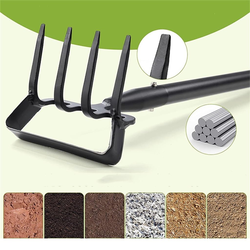 Zappe for attrezzi da giardino, Manico lungo Rastrello for zappa ad anello a staffa 2 in 1 Resistente Zappe da zuffa Hula all'aperto for il diserbo Giardinaggio Zappe a staffa for allentare il terreno