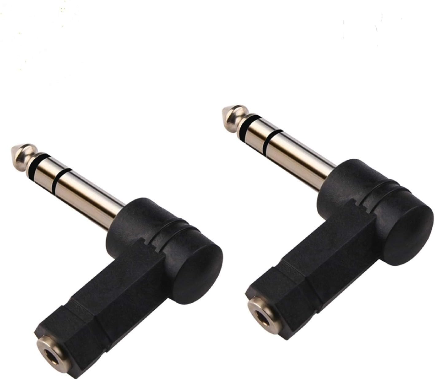 Oxsubor 1/4 Inch TRS to 3.5mm Right Angle Adapter,6.35mm Male to 3.5mm Female 90 Degree Stereo Headphone Audio Adaptor Converter Connector (1/4'' TRS Right Angle Adapter (2PCS)