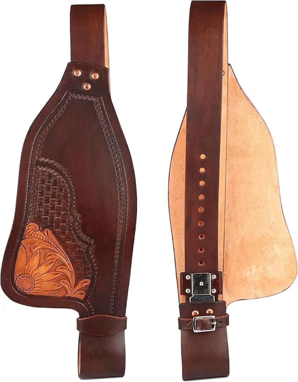 Horse Western Leather Fender Replacement Saddle Fender Pair Set for Roping Trail Barrel Pleasure Saddles with Belvin Buckles AM-24