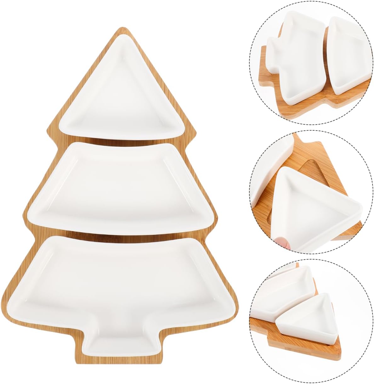 Removable Ceramic Christmas Tree Dish Tray Stand for Snacks Nuts Dried Fruits Appetizers