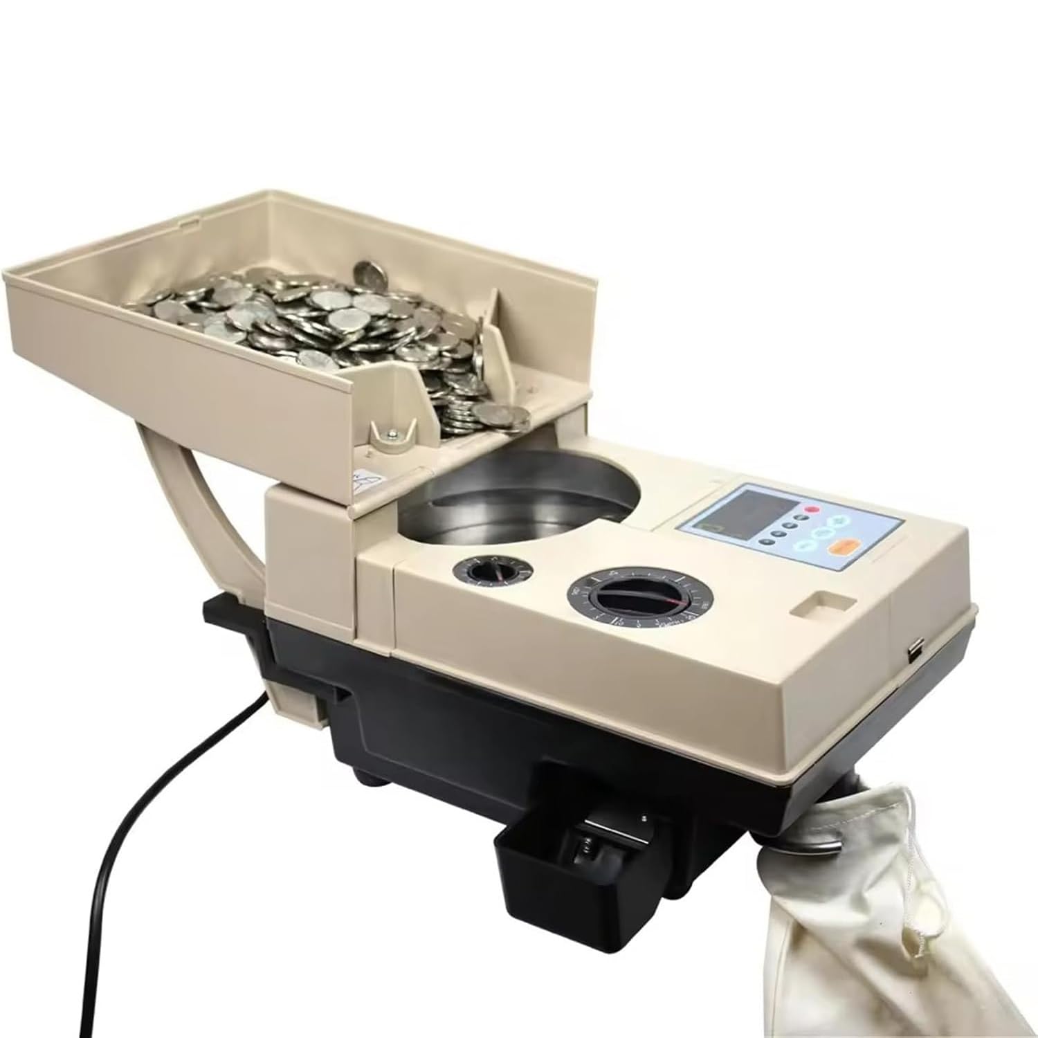 FHRKA Electronic Coin Counter Sorter, 1200Pcs/Min Automatic Coin Money Counter & Sorter for 15mm~34mm,Coin Sorting Machine