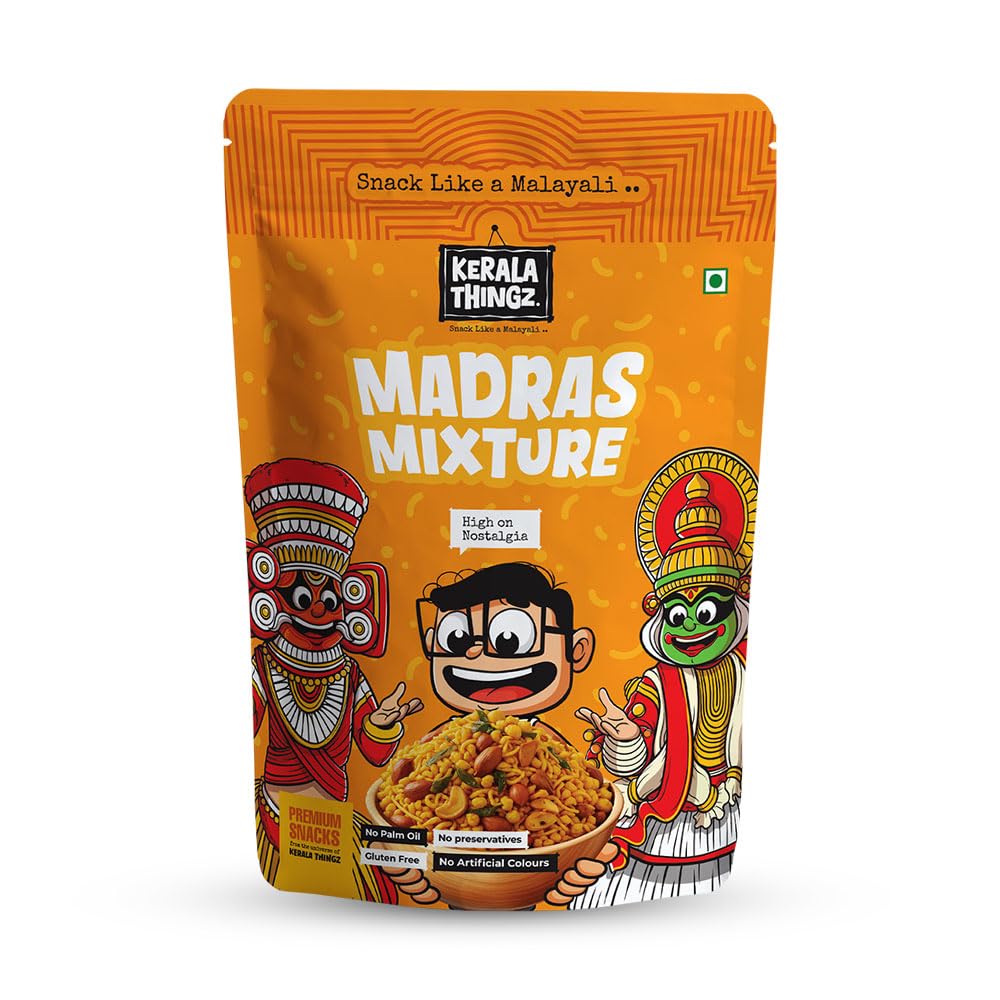 Kerala Thingz Madras Mixture, 150g | Premium South Indian Snack | No Palm Oil, No Preservatives, Gluten Free, No Added Sugar, No Artificial Colours