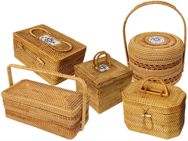 1 Pack Autumn Rattan Handmade Woven Ornaments Household Rattan Woven Cosmetics Portable Storage Ornaments Accessories Sorting Basket