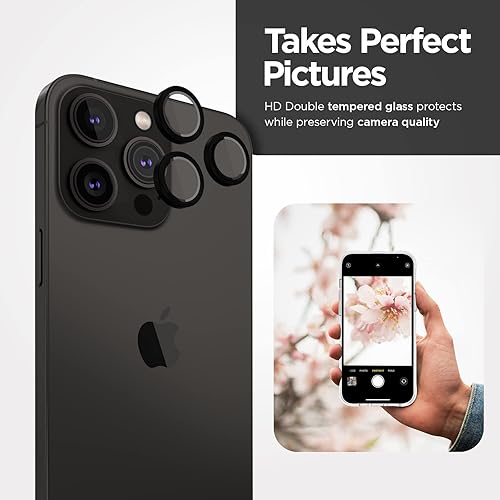 Miniatura 3 de Case-Mate Protector de lente de cámara para iPhone 14 ProiPhone 14 Pro Max con anillos de aluminio, doble vidrio templado, duradero, tecnología
