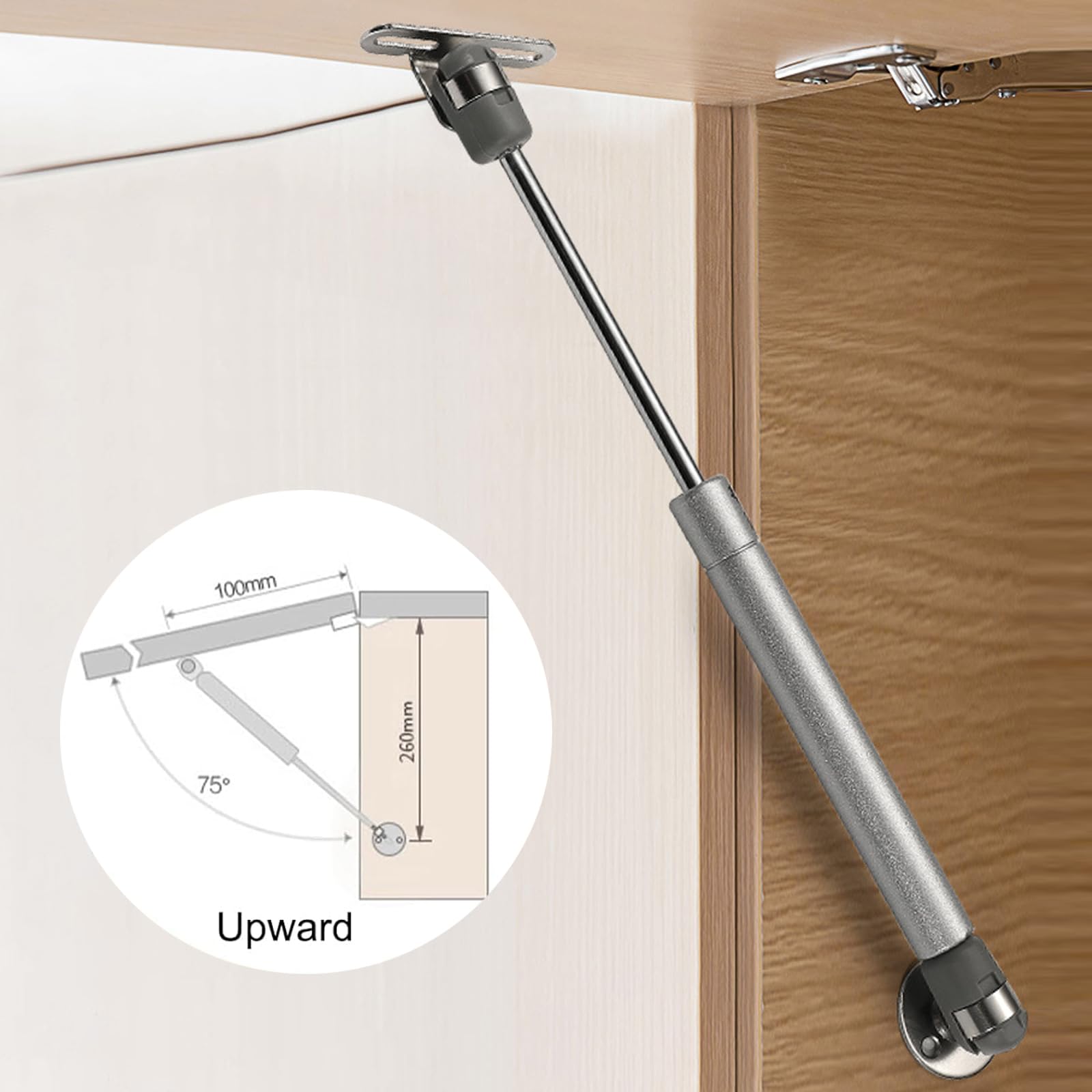 Gasdruckdämpfer 200 N – 2 Stück – Für Schränke, Türen & Bücherregale – Inkl. Schrauben – 270 Mm, 20 Kg Tragkraft Gasdruckdämpfer 200 N – 2 Stück – Für Schränke, Türen & Bücherregale – Inkl. Schrauben – 270 Mm, 20 Kg Tragkraft