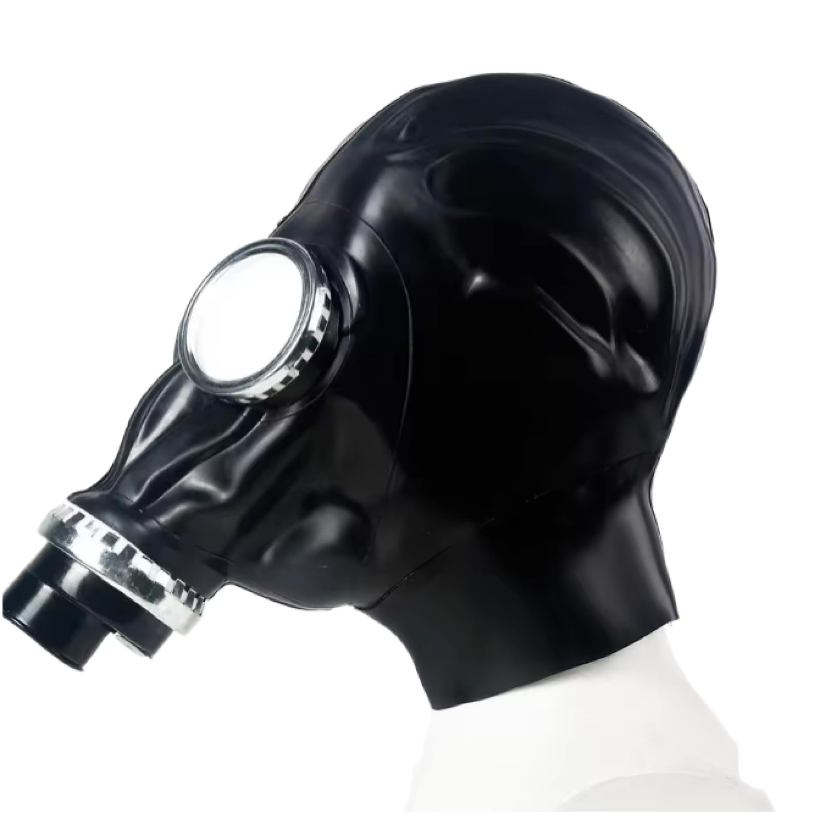 0,6 mm Latex-Gashaube, Punk-Maske, All-inclusive, geschlossene Kopfbedeckung, Atemschutzmaske, Reißverschluss hinten
