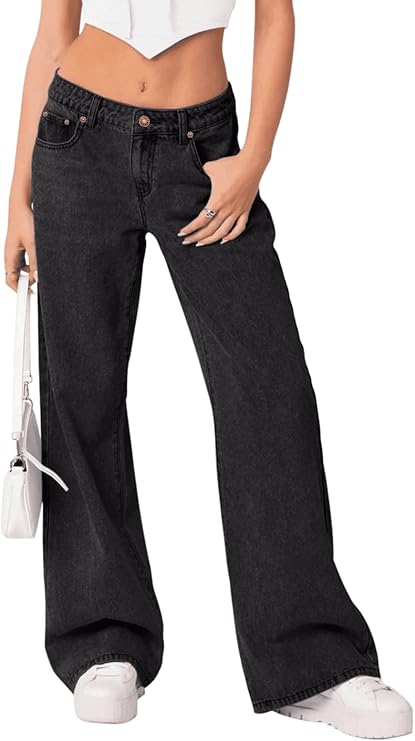 Vintage Y2K Wide Leg Jeans: High-Waisted Denim Pants for a Retro Look