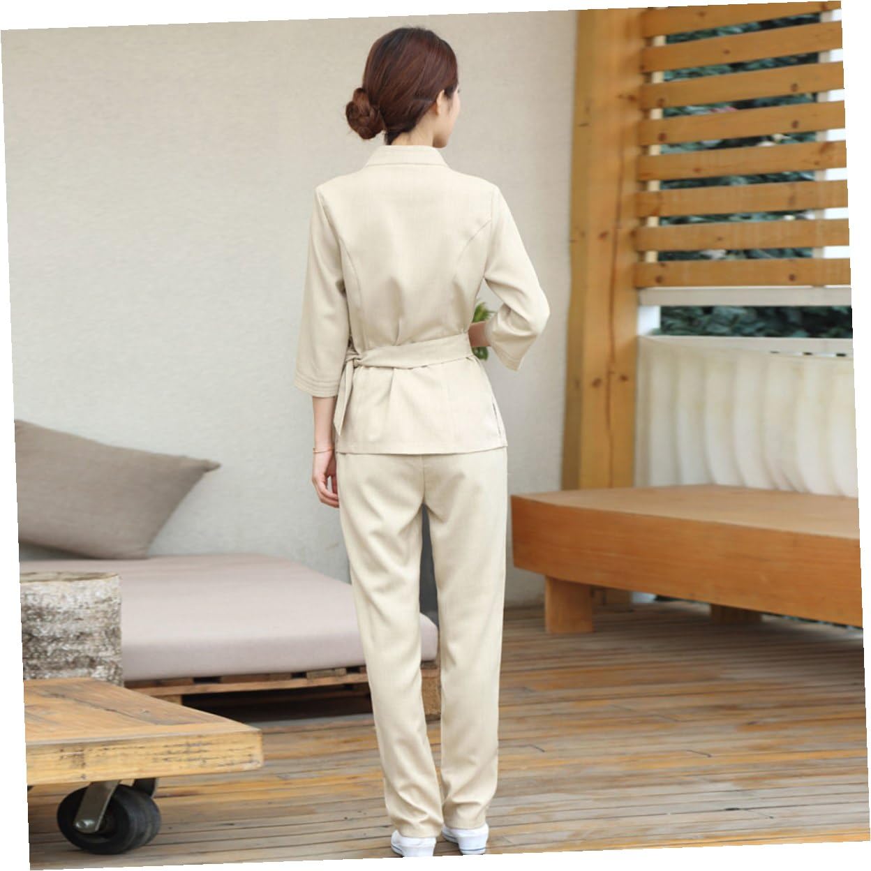UPKOCH Mono de Técnico de Belleza L XL XXL XXXL Poliéster Spandex | 1 Juego, Beige, Cintura Ajustable, Ligero y Plegable, para Spa y Salón, Estilo Clásico