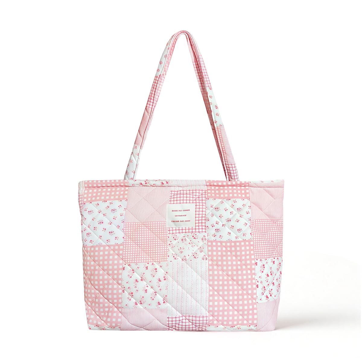 palay Soft Tote Bag, Quilted Patchwork Shoulder Bag, Lightweight & Durable Fabric, Casual Floral Shopping Tote with Inner Zipper Pocket, Wide Handles, Floral Tote Bag for Daily Use, Travel & Grocery-picture-46