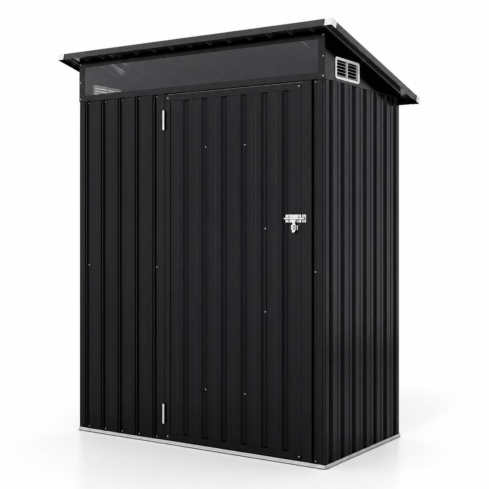 COSTWAY 5 x 3FT Metal Garden Storage Shed with PC Panel & Lockable Door