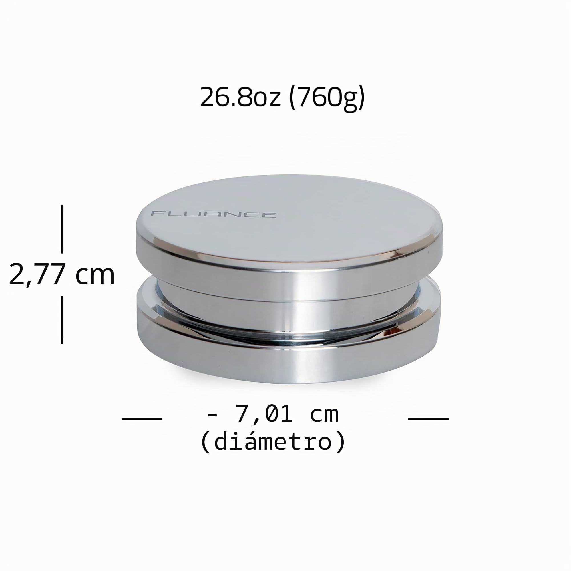Fluance contrapeso HiFi para Tocadiscos – Estabilizador de Acero Plateado de 760 g con Base de Terciopelo – Plata (RW02)