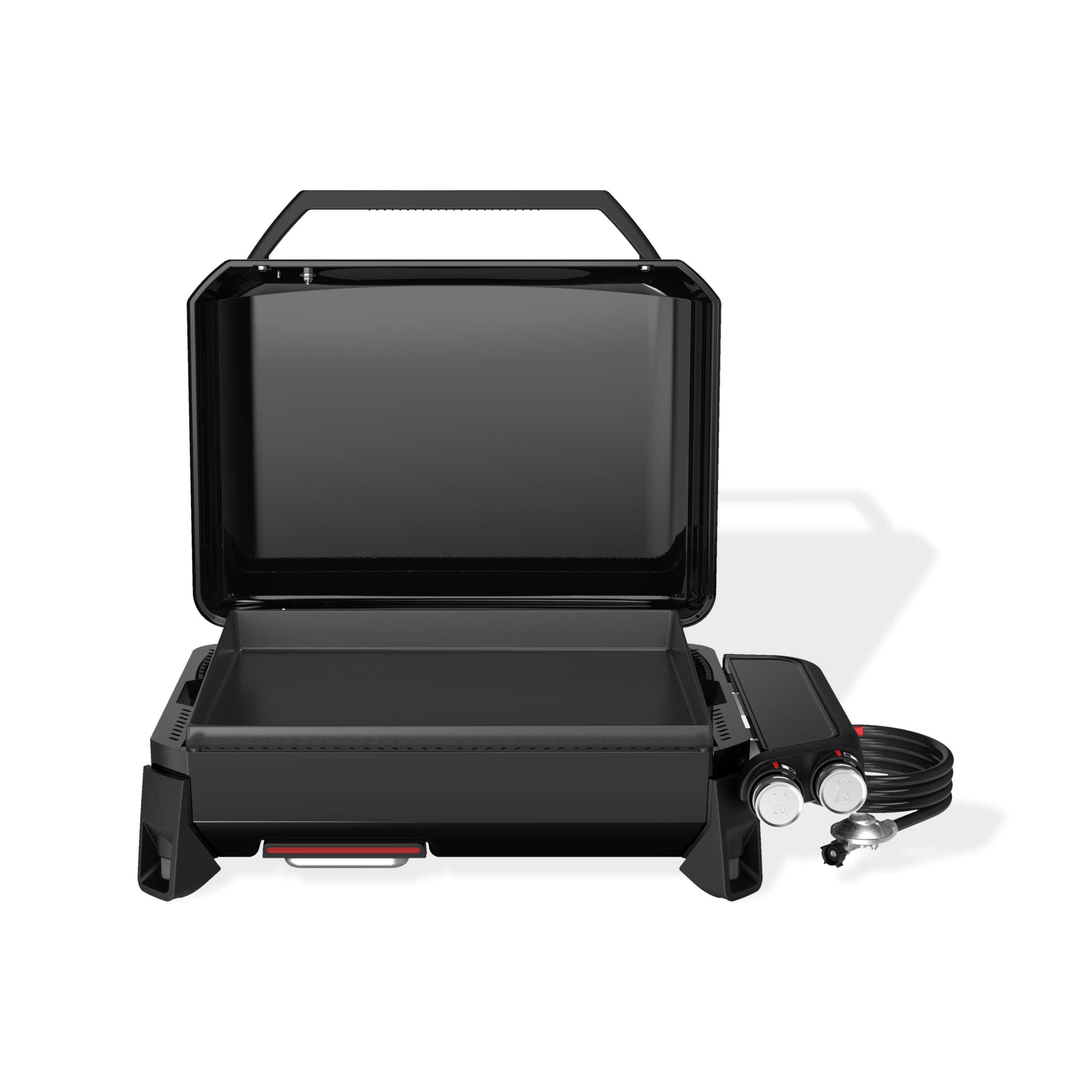 Weber Slate GP 56cm Premium Plancha Grill / 2 Brenner, Gleichmäßige Hitze bis zum Rand, Bis zu 260 °C, Porzellanemaillierte Antihaft-Grillfläche (56 x 41 cm), Höhenverstellbare Füße, Schwarz