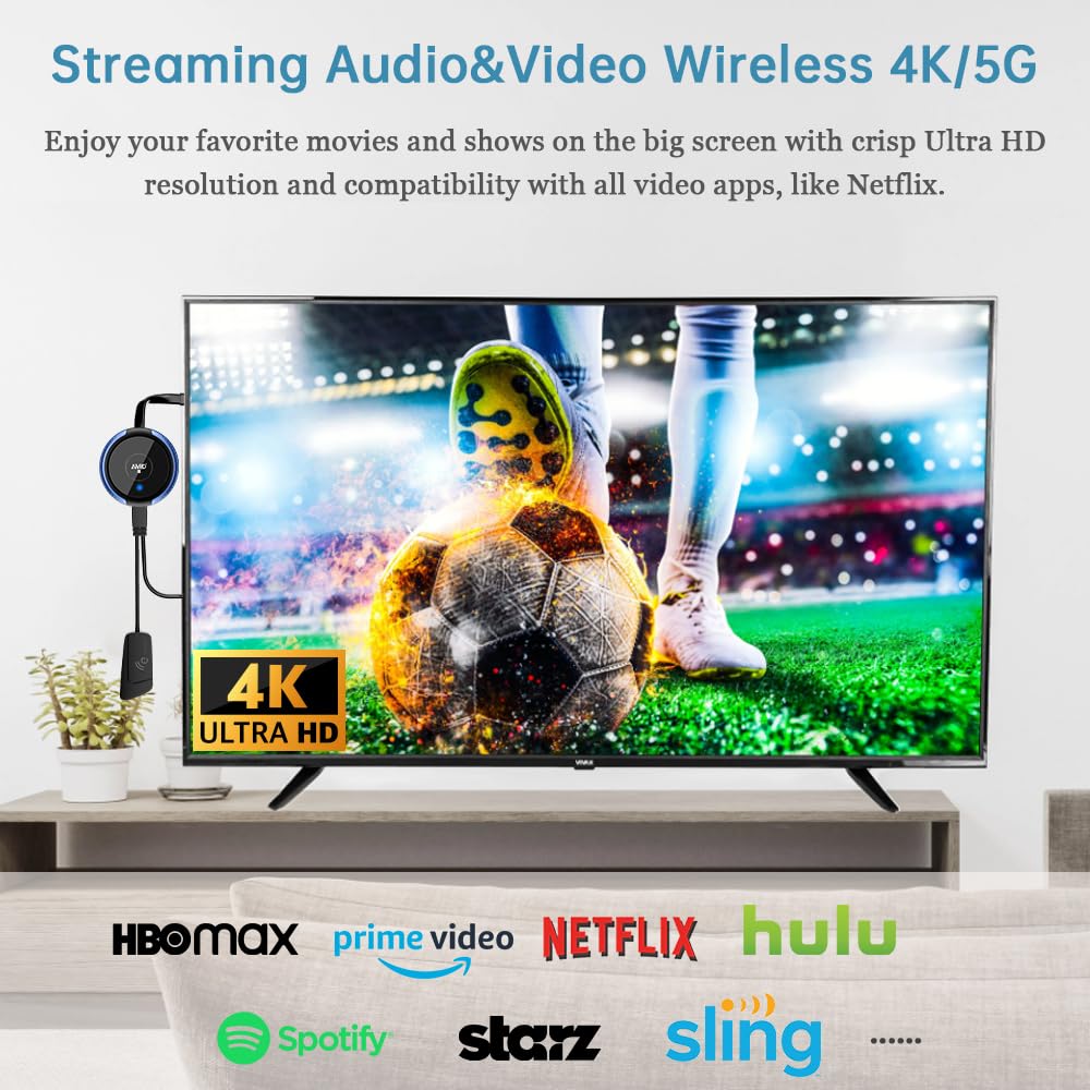 Wireless HDMI Transmitter and Receiver 5.8G - HDMI Funkübertragung 4K-Dekodierung Kabellos Sender und Empfänger, für Audio Video von Laptop/TV Box/Kamera/USBC/PC auf Fernsehen/Beamer/Monitor