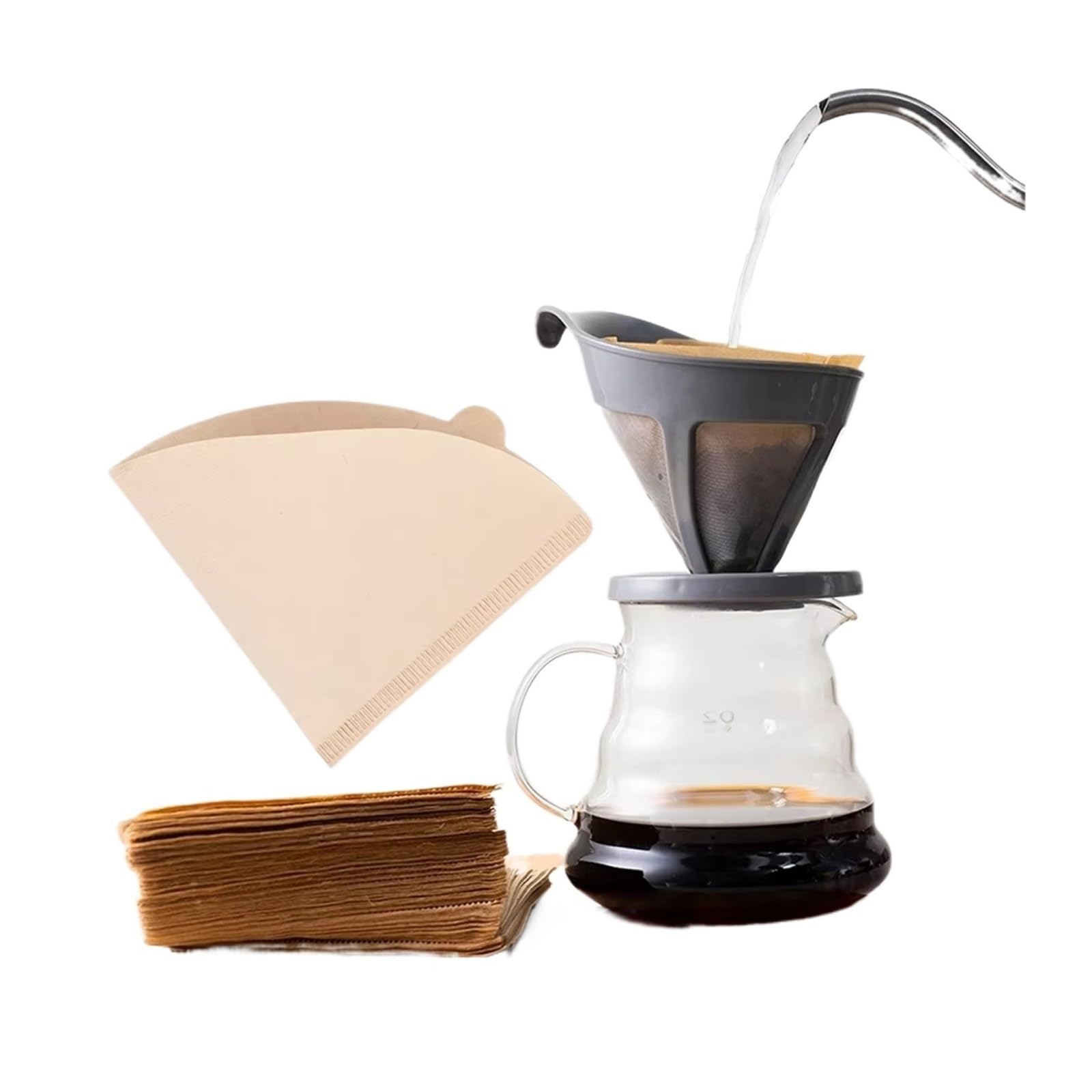 Papel De Filtro De Café De Repuesto, Compatible Con Cafetera V01 V02 U101, Filtro De Café Por Goteo Sector En Forma De V De 100 Uds.(U101 Brown)