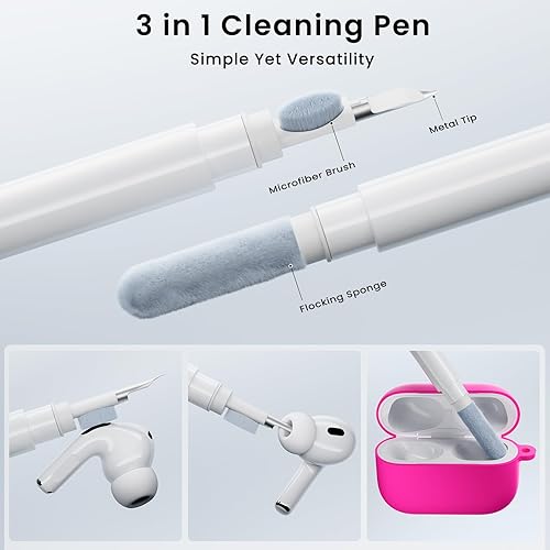 Miniatura 4 de ORNARTO Funda para Airpods Pro de 21 generación con bolígrafo limpiador, funda para los oídos, silicona suave protectora completa para AirPods Pro