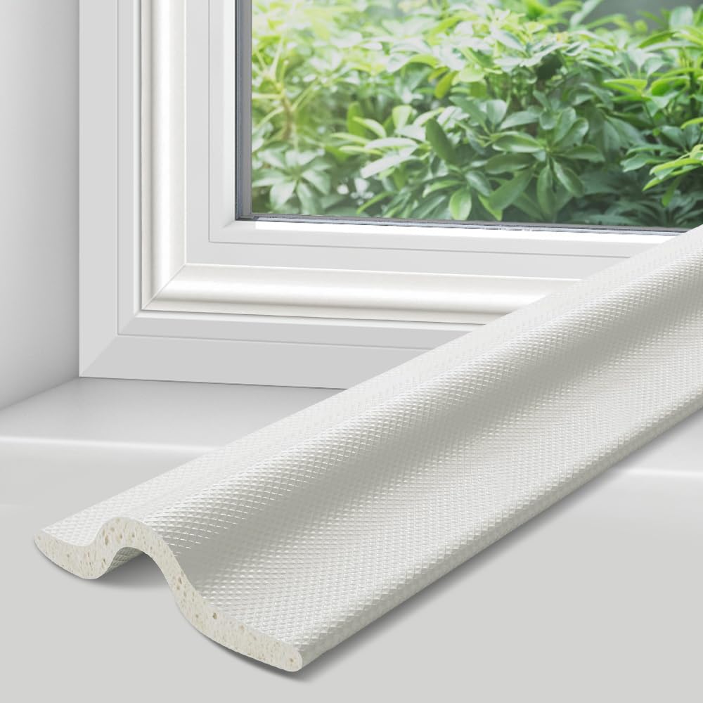 10m Window Draft Excluder, Self-Adhesive Draught Excluder, Soundproof Door Seal Strip, Door Insulation Foam Tape, Window Draft Blocker White, Weather Stripping Seals for Doors Frame
