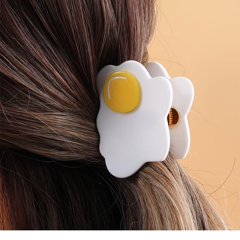 2Pcs Adorable Poached Egg-Shaped Hair Clips Claws with Decorative Headdress for Women image 5
