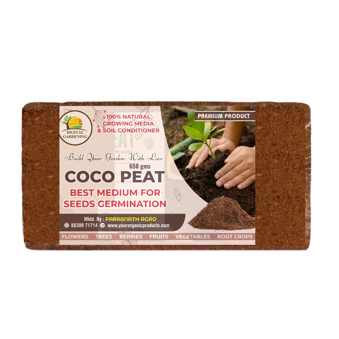 Digital Gardening Cocopeat Brick (650gm) Gardening Medium for Strong Plant Growth | High Water-Holding Capacity | Ideal for All Plants | Expands to 4 kg Powder (B0D9TG23QW) Amazon Price History, Amazon Price Tracker