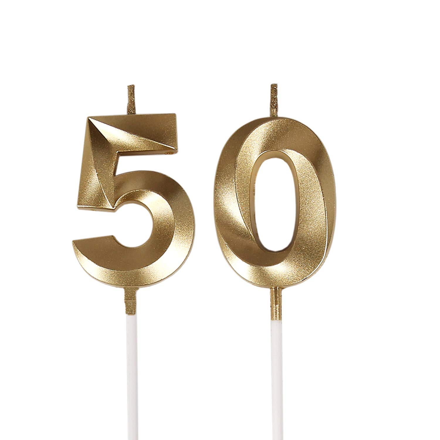 50th Birthday Candles,Gold Number 50 Cake Topper for Birthday Decorations Party Decoration