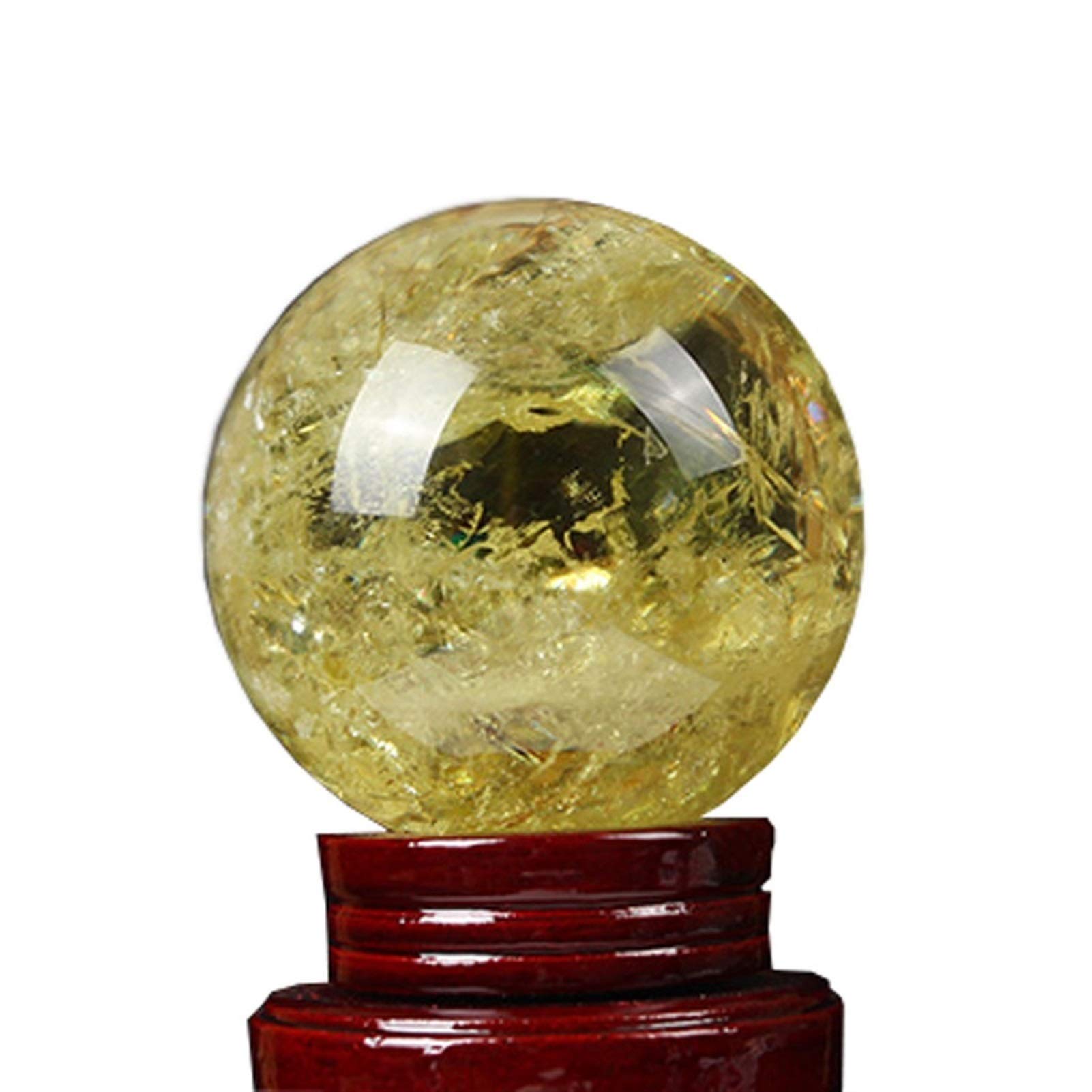 bola de cristal (en la magia occidental) Bola de cristal amarillo feng shui divination bola de cristal afortunado afortunado afortunado oficina decoración de la oficina bola de cristal(A8cm/3.14in)