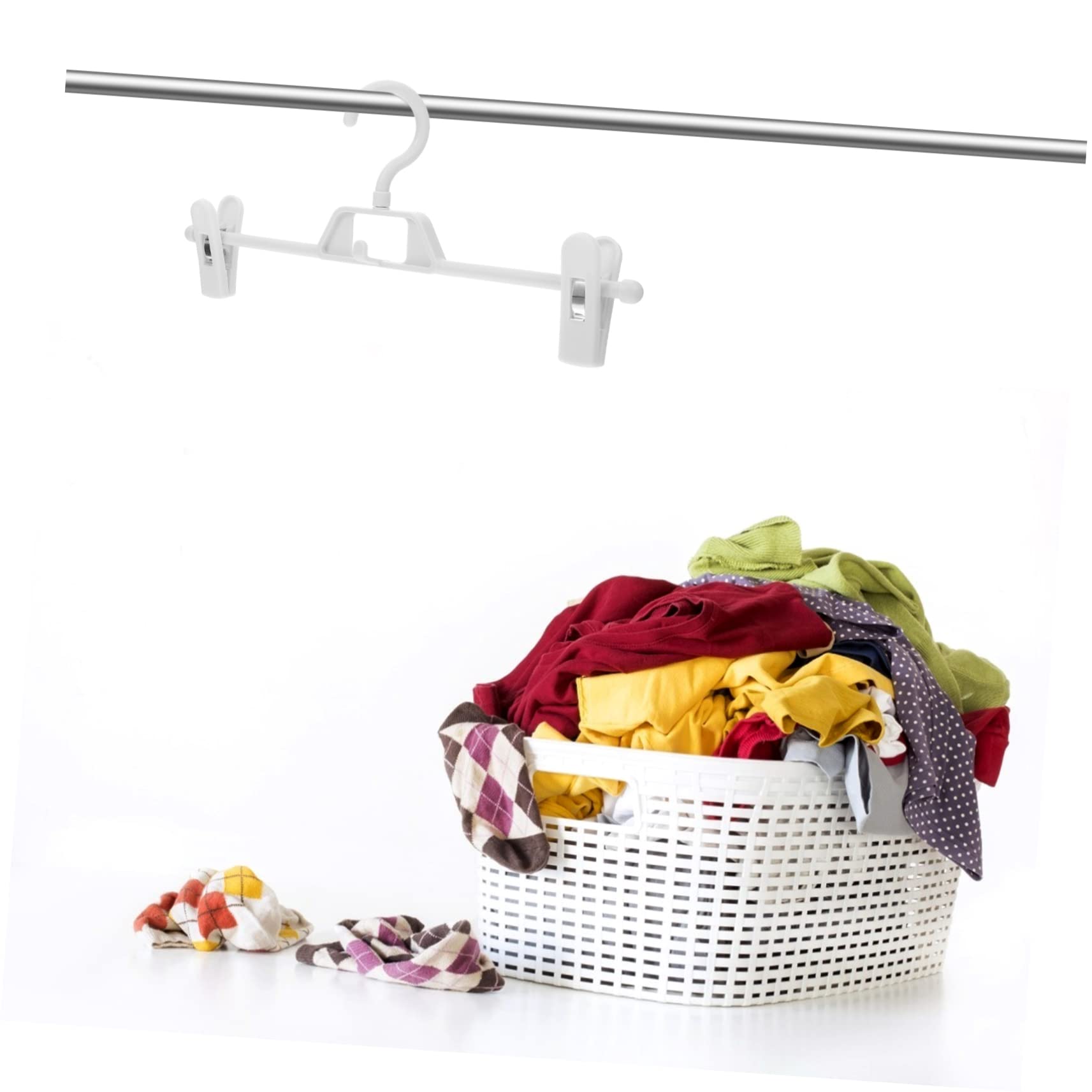 Alipis Set 10 Pezzi Appendini per Pantaloni Bianco in Pp Clip Antiscivolo e Forza di Presa Regolabile per Uso Domestico e Organizzazione Armadio