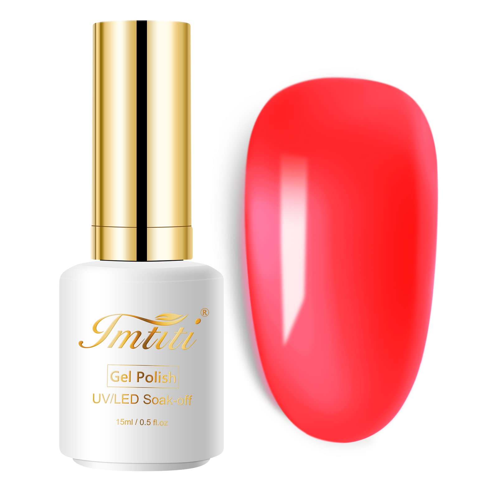 Imtiti Sheer Gel Nail Polish, 1 Pcs 15ml Clear Neon Orange Red gel nail polish Color Soak Off Gel Polish Nail Art Manicure Salon Need LED/UV lamp