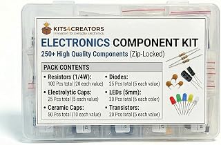 KITS4CREATORS Electronics Component Kit, 250+ Components, Resistors, LEDs, Capacitors, Diodes, Transistors Price In India